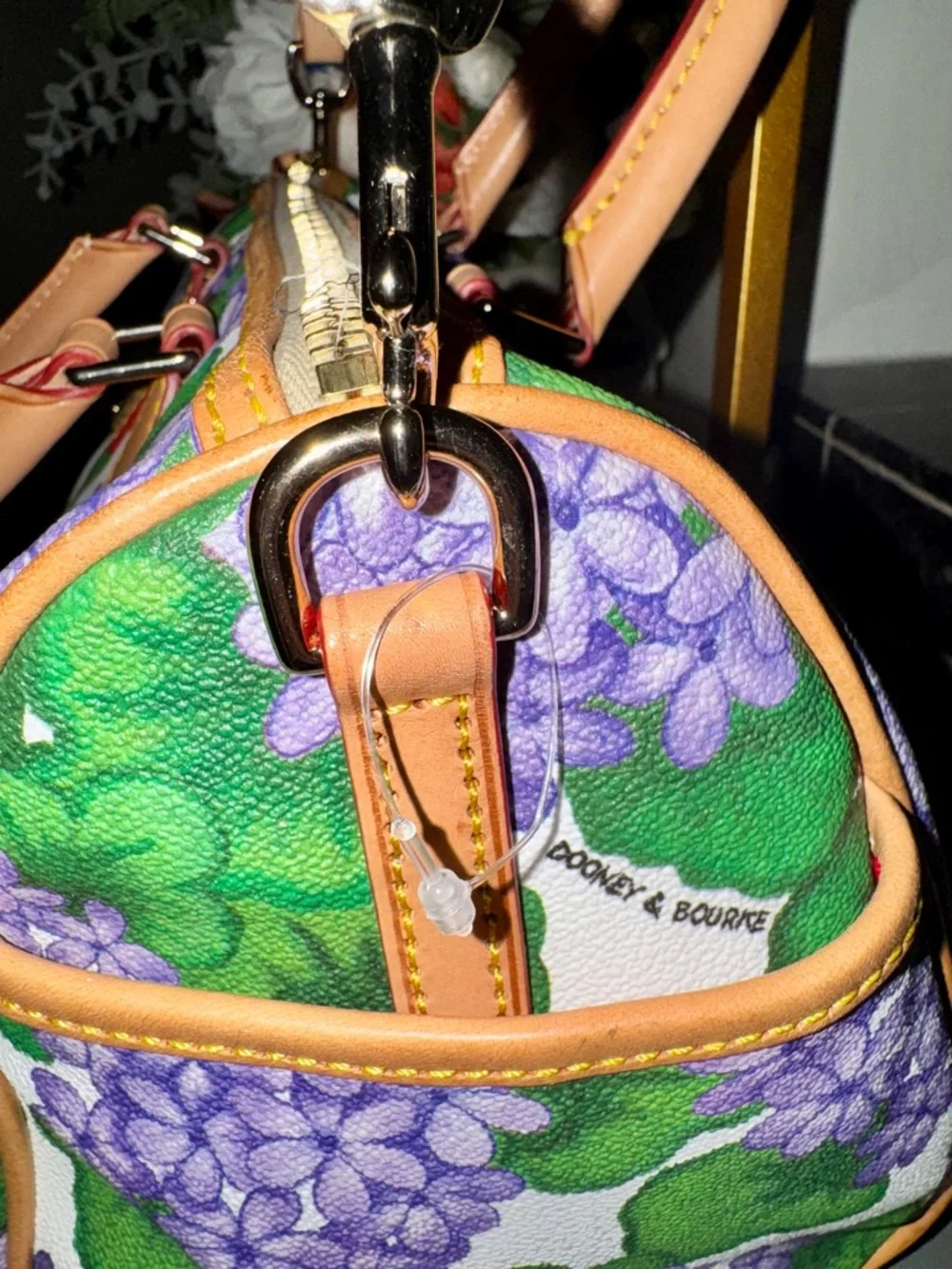 Dooney & Bourke Purple Hydrangea Floral Satchel & coin-pouch - EUC - Picture 5 of 16